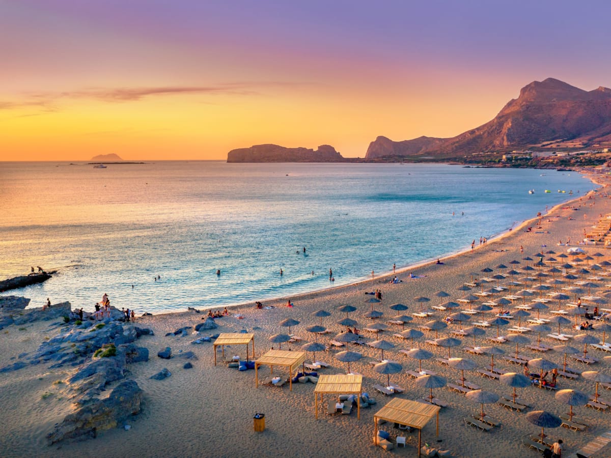 Falassarna Beach at the sunset