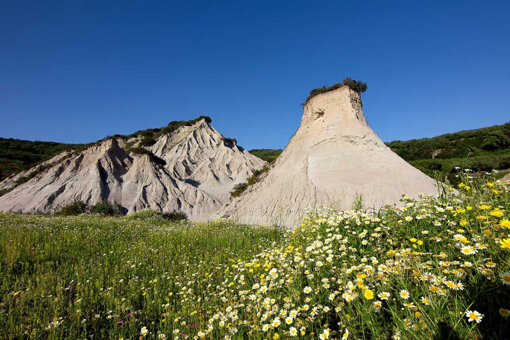 Komolithi at Potamida in spring time with flowers