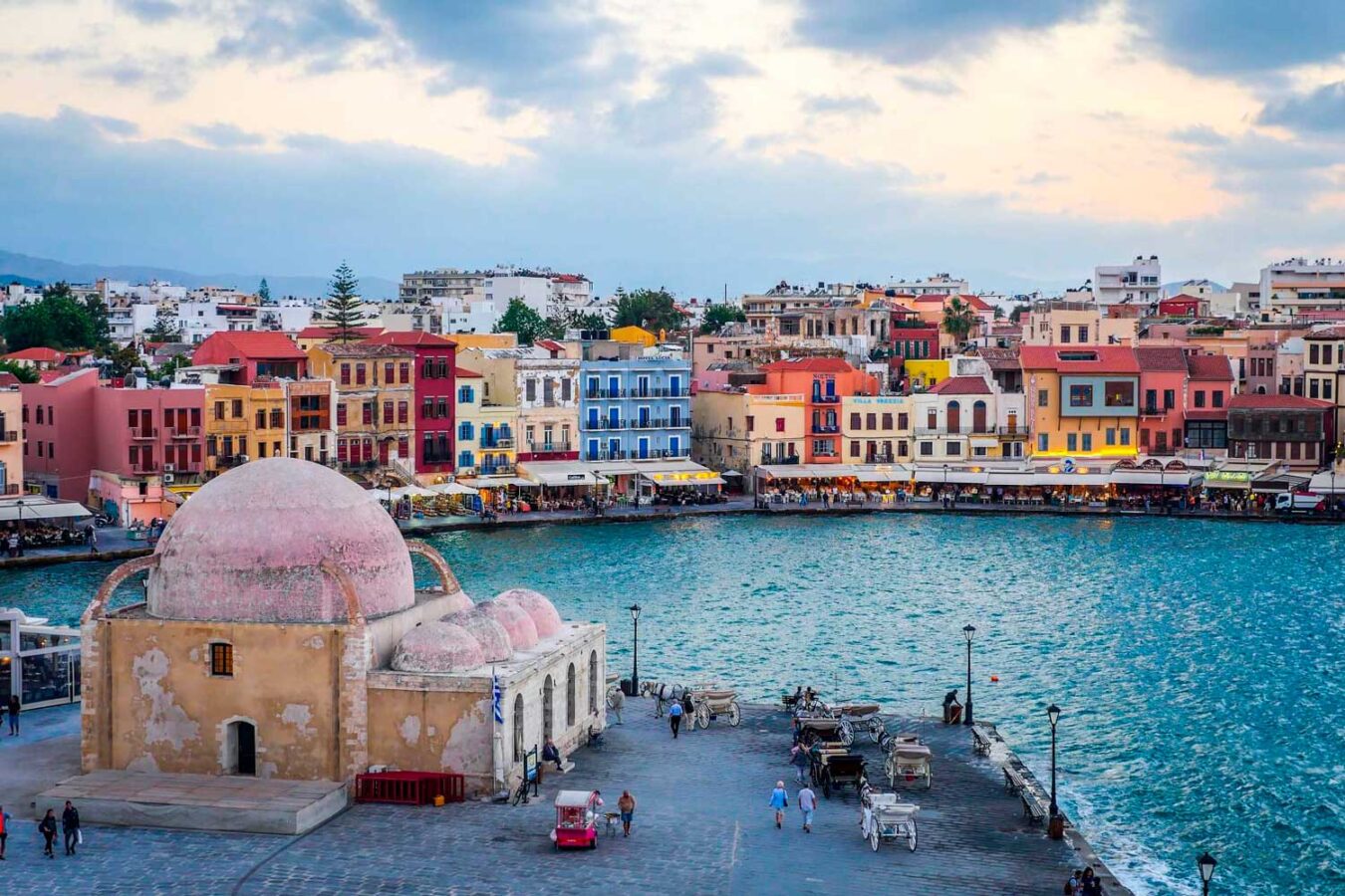 panoramic view from above with the Old Port and the Yiali Tzami