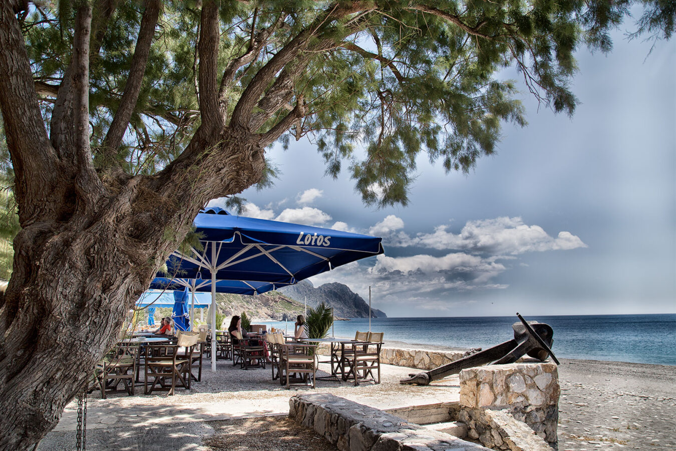 Sougia beach from Lotos Seaside Hotel and cafe